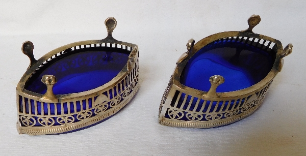 Pair of Empire sterling silver salt cellars, late 18th century / early 19th century