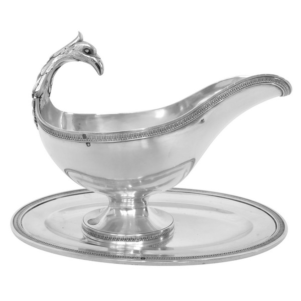 Sterling silver Empire style sauceboat / gravy boat, 19th century