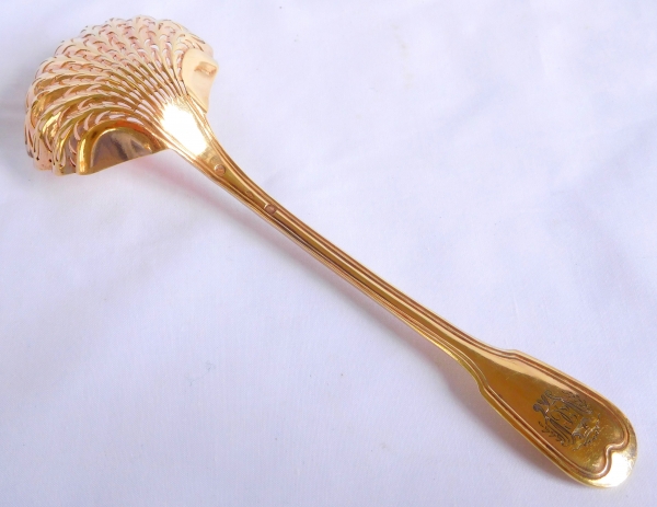 Vermeil sugar sifter, France, early 19th century, VC monogram engraved