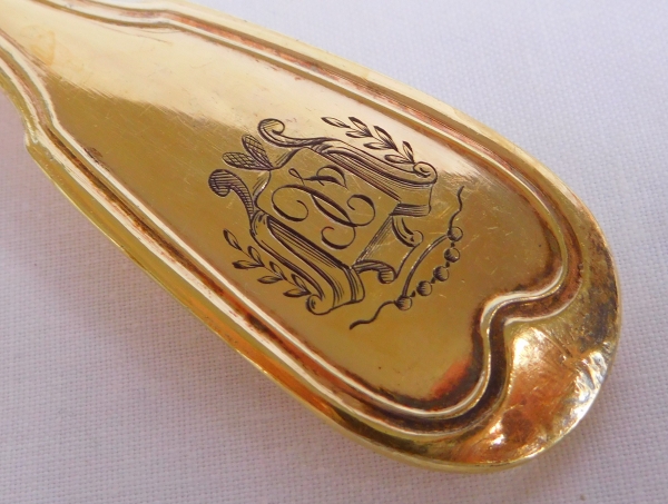 Vermeil sugar sifter, France, early 19th century, VC monogram engraved