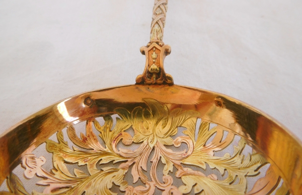 Vermeil sugar serving set, sterling silver gilt with yellow gold and pink gold, late 19th century