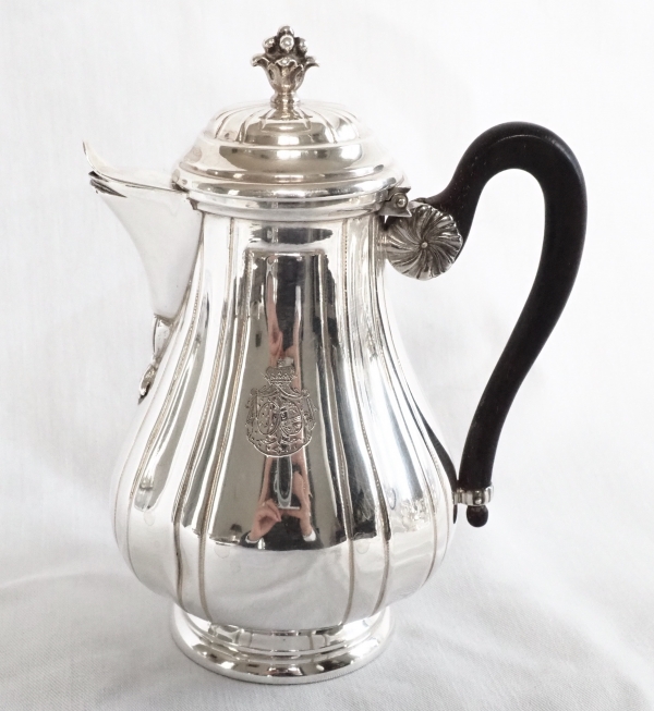 Regency style sterling silver tea & coffee set, coat of arms of a Duke - silversmith Tirbour