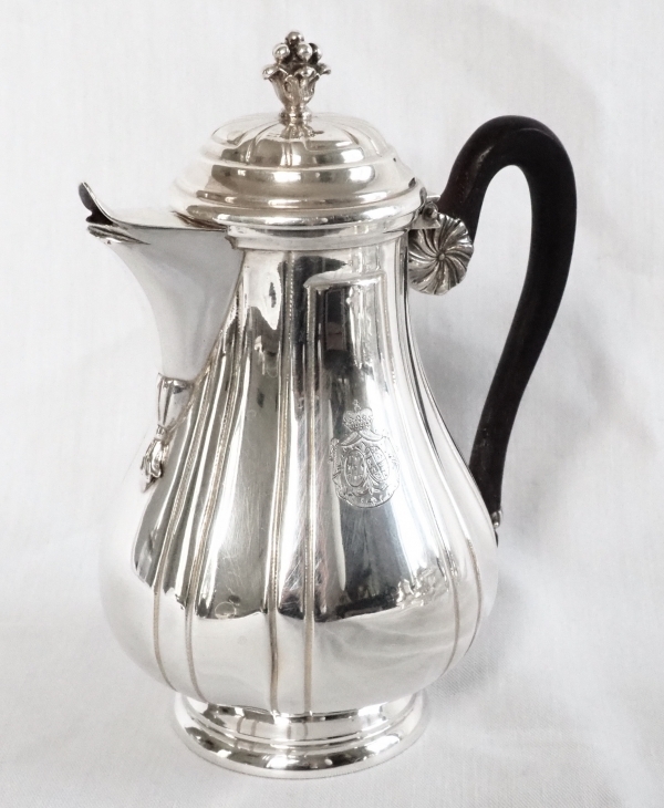 Regency style sterling silver tea & coffee set, coat of arms of a Duke - silversmith Tirbour