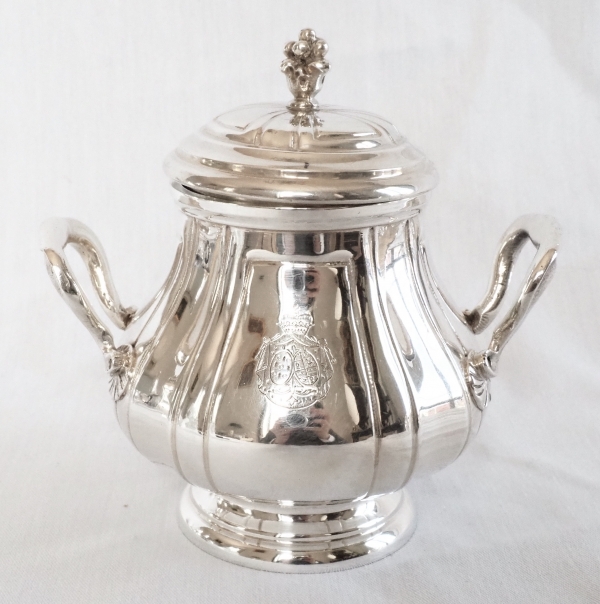 Regency style sterling silver tea & coffee set, coat of arms of a Duke - silversmith Tirbour