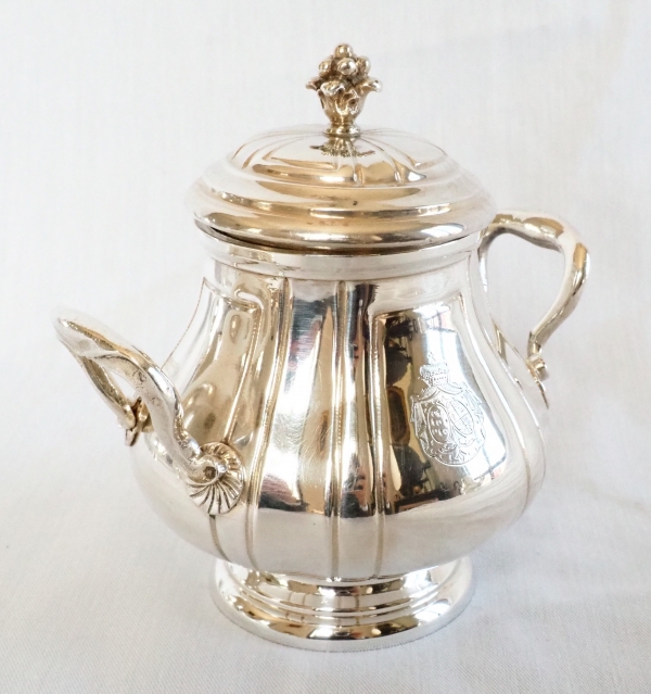 Regency style sterling silver tea & coffee set, coat of arms of a Duke - silversmith Tirbour