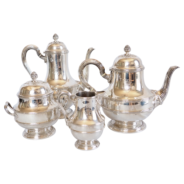 Puiforcat : Louis XVI style sterling silver coffee and tea set