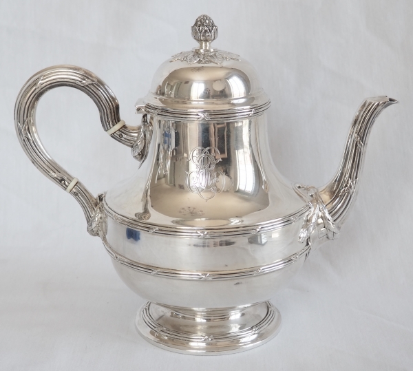 Puiforcat : Louis XVI style sterling silver coffee and tea set