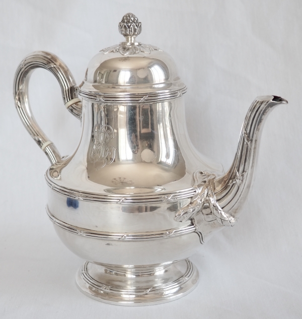 Puiforcat : Louis XVI style sterling silver coffee and tea set