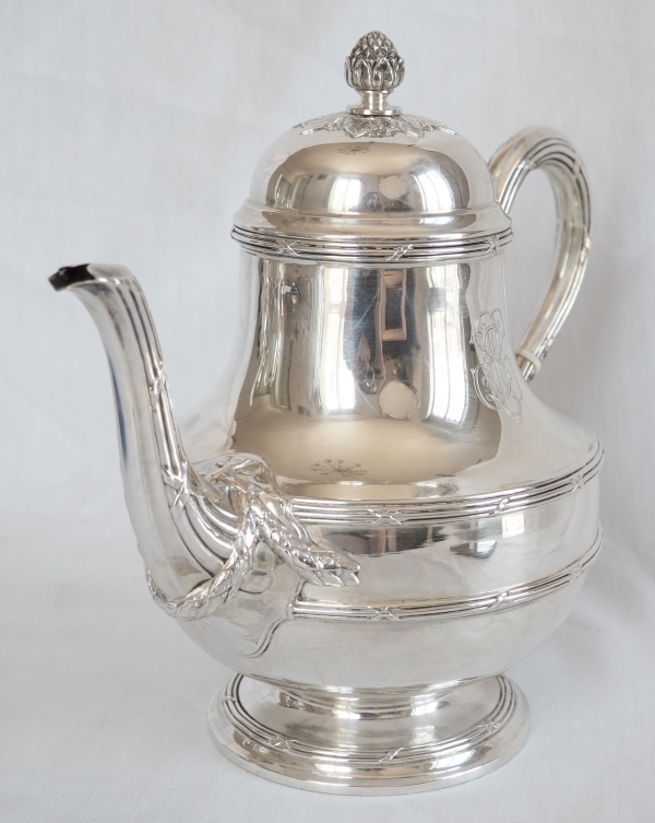 Puiforcat : Louis XVI style sterling silver coffee and tea set