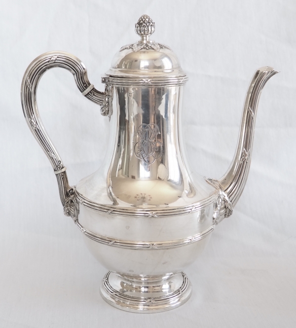 Puiforcat : Louis XVI style sterling silver coffee and tea set