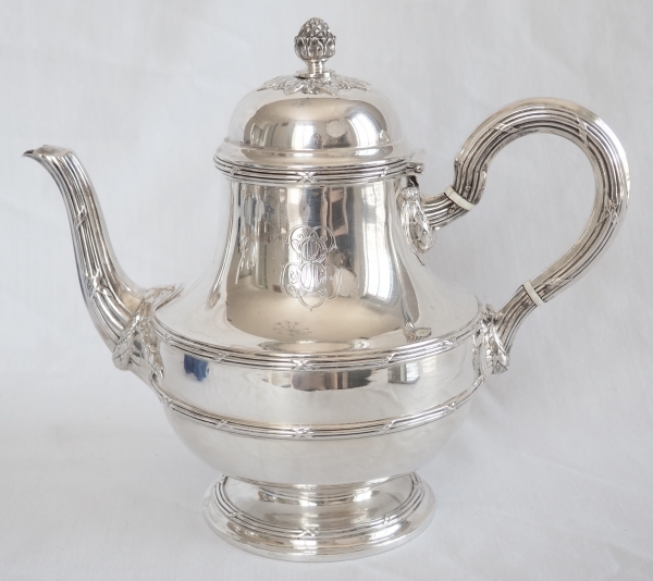 Puiforcat : Louis XVI style sterling silver coffee and tea set