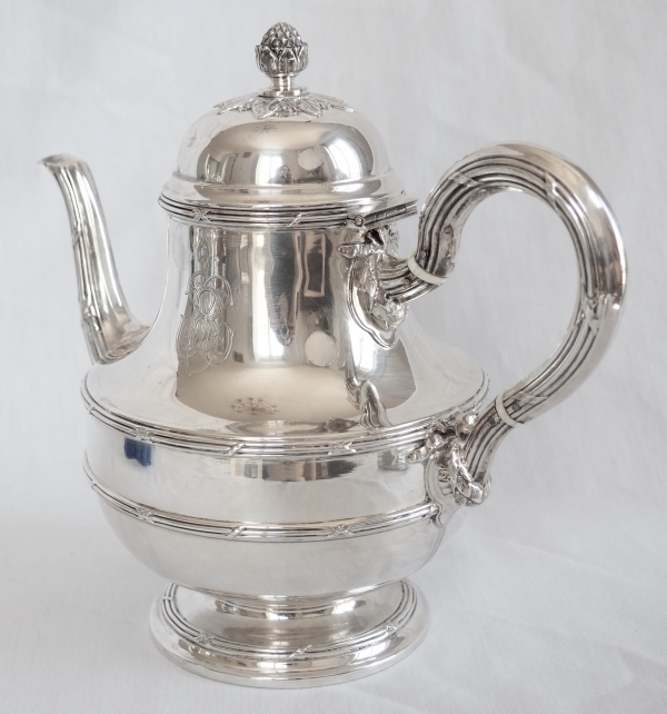 Puiforcat : Louis XVI style sterling silver coffee and tea set