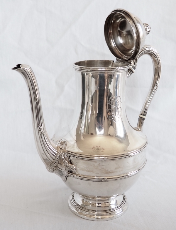 Puiforcat : Louis XVI style sterling silver coffee and tea set