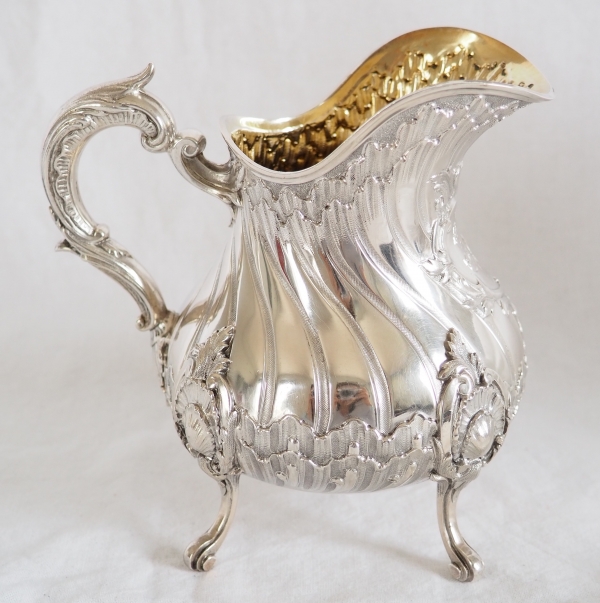 Service à thé et café de style Louis XV Rocaille en argent massif par Edmond Tetard, poinçon Minerve