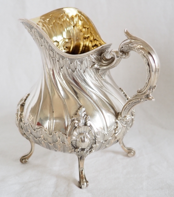 Service à thé et café de style Louis XV Rocaille en argent massif par Edmond Tetard, poinçon Minerve