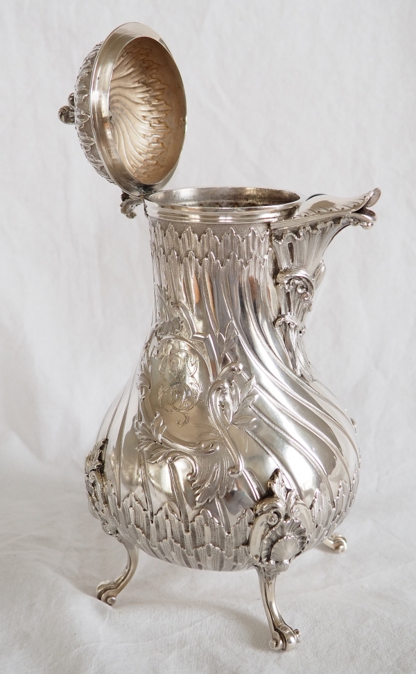 Service à thé et café de style Louis XV Rocaille en argent massif par Edmond Tetard, poinçon Minerve