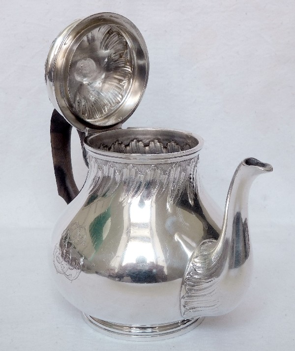 French antique sterling silver tea / coffee set, Louis XV style, Henin, 19th century