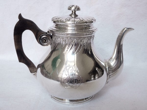 French antique sterling silver tea / coffee set, Louis XV style, Henin, 19th century