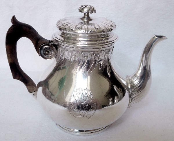 French antique sterling silver tea / coffee set, Louis XV style, Henin, 19th century