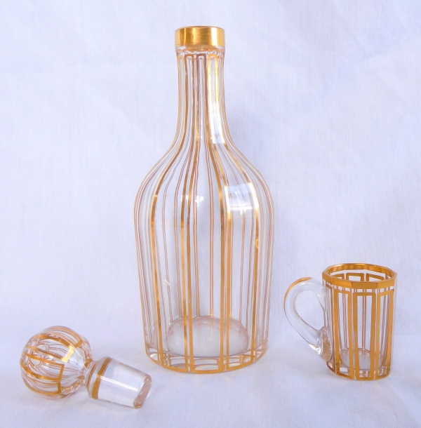 Risler & Carré : Service à liqueur en cristal de Baccarat doré et vermeil, style Empire - poinçon Minerve