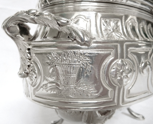 Louis XVI style sterling silver sugar pot / candy box - Hanau