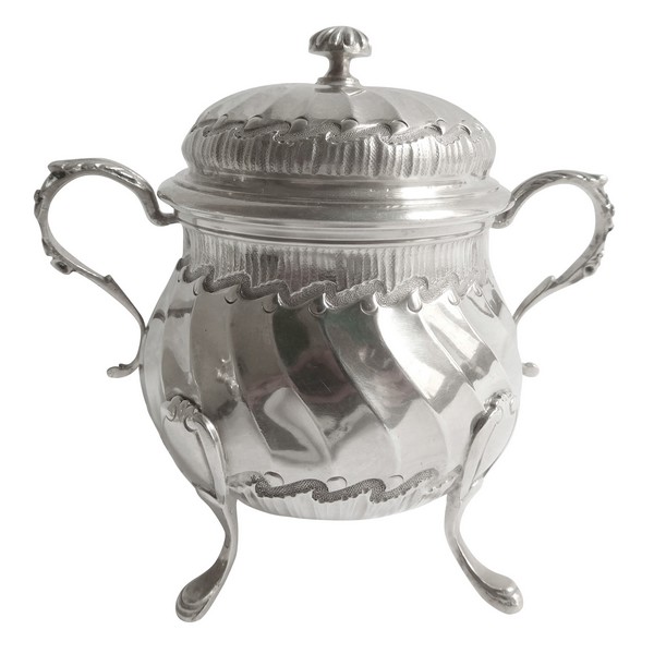 Tetard Frères : sterling silver Louis XV Rococo style sugar pot for one
