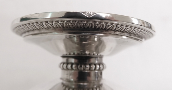 Puiforcat : Empire style sterling silver and vermeil sugar pot, Marquis crown engraved