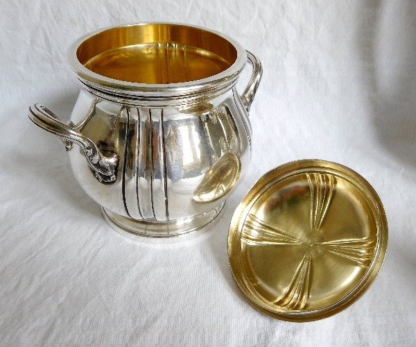 Sterling silver and vermeil sugar pot, Regency style, silversmith Henin & Cie