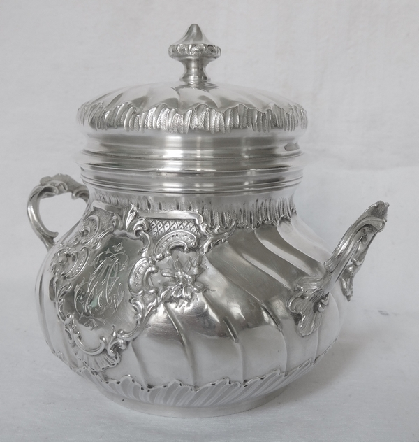 Sterling silver and vermeil Louis XV Rococo sugar pot, late 19th century