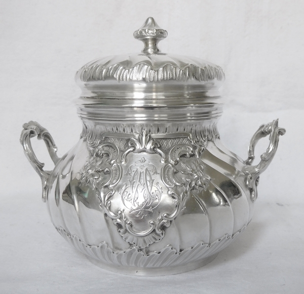 Sterling silver and vermeil Louis XV Rococo sugar pot, late 19th century