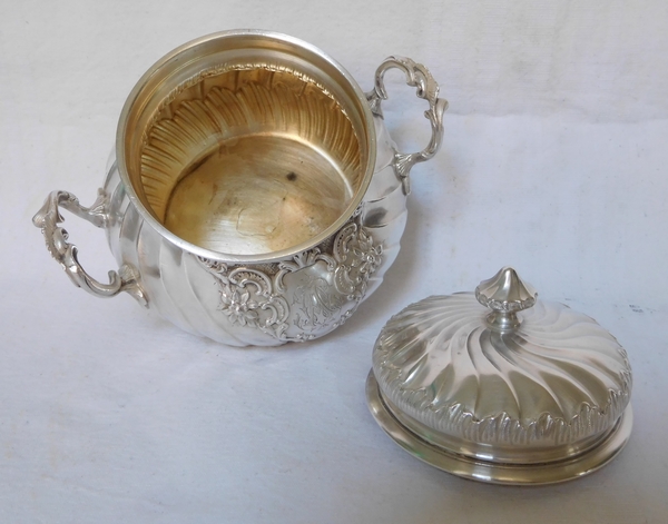 Sterling silver and vermeil Louis XV Rococo sugar pot, late 19th century