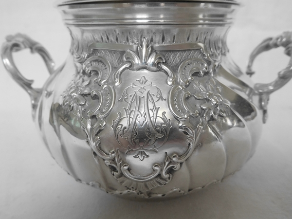 Sterling silver and vermeil Louis XV Rococo sugar pot, late 19th century