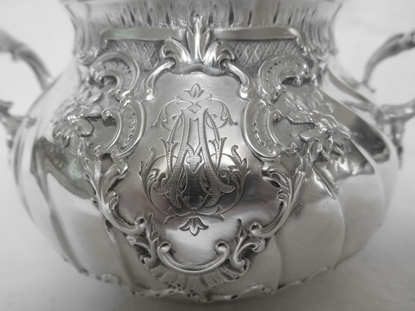 Sterling silver and vermeil Louis XV Rococo sugar pot, late 19th century