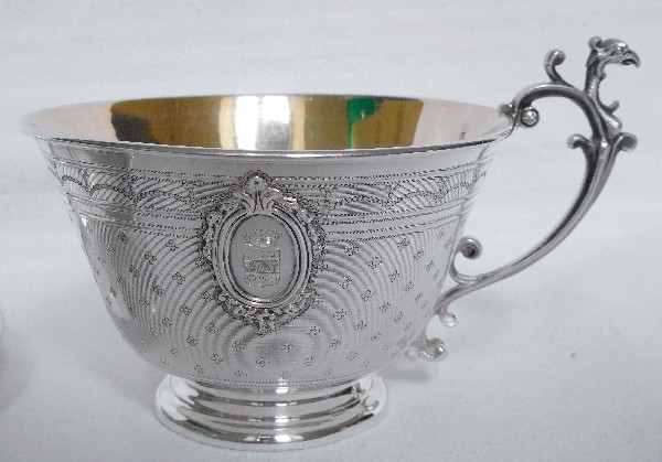 Antique French sterling silver and vermeil chocolate cup, late 19th century