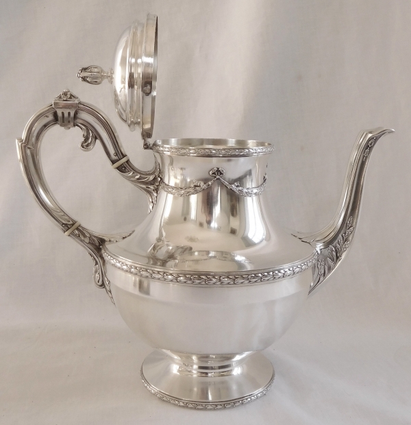 Sterling silver Louis XVI style teapot - 782g - silversmith Doutre-Roussel