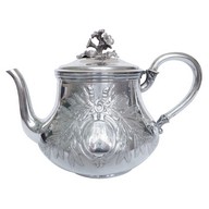 Very large antique French sterling silver tea pot, Louis XVI style, silversmith Odiot