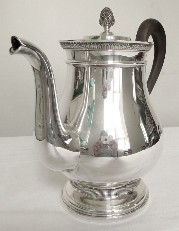 Cardeilhac : French sterling silver teapot, Empire style, Christofle Malmaison pattern