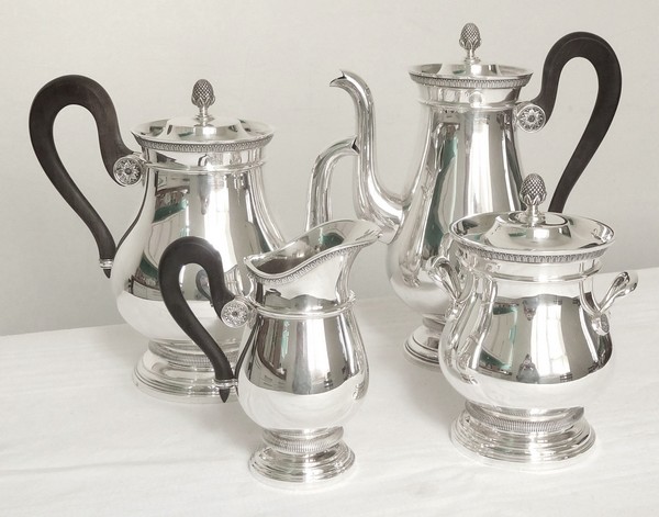 Cardeilhac : French sterling silver teapot, Empire style, Christofle Malmaison pattern