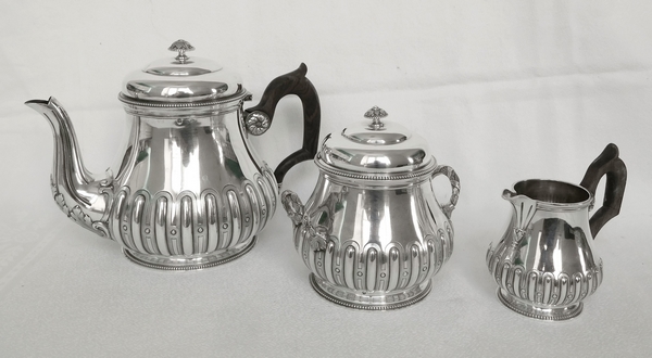 Sterling silver Regency style teapot, ebony handle, late 19th century