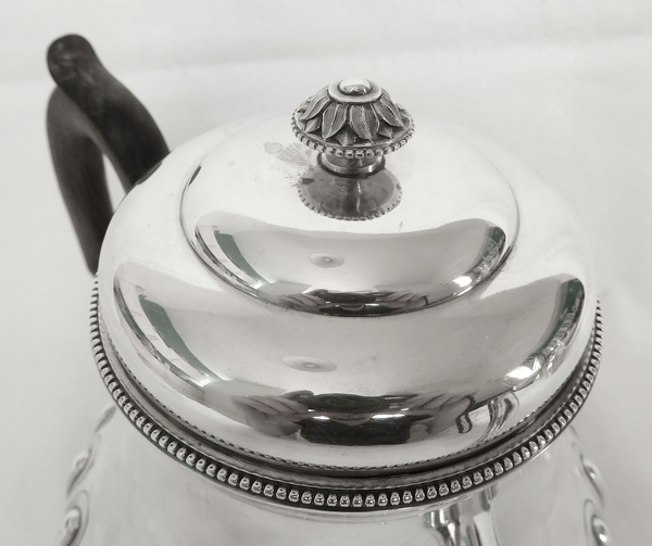 Sterling silver Regency style teapot, ebony handle, late 19th century