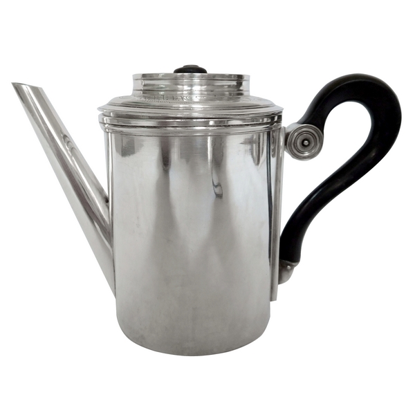 Sterling silver travel coffee pot / teapot, silversmith Aucoc