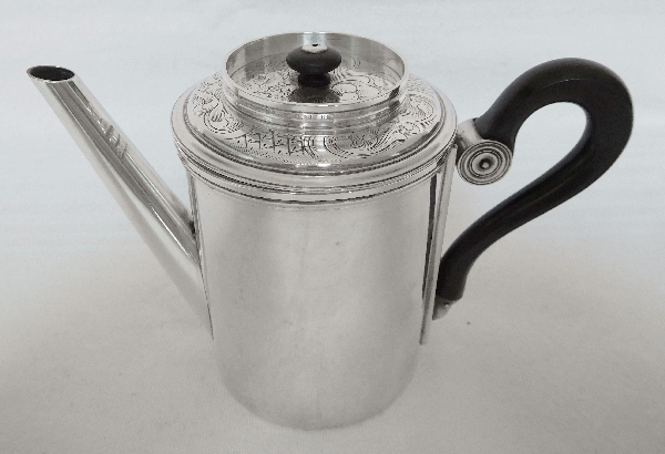 Sterling silver travel coffee pot / teapot, silversmith Aucoc