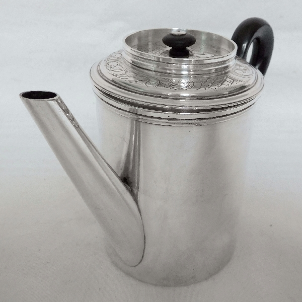 Sterling silver travel coffee pot / teapot, silversmith Aucoc