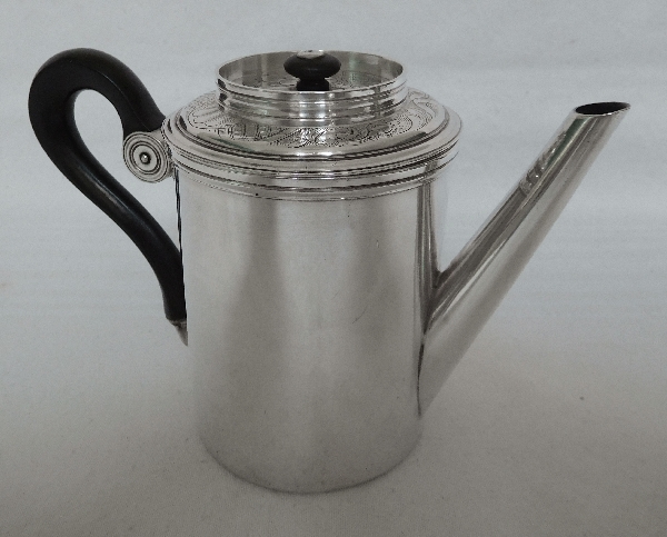 Sterling silver travel coffee pot / teapot, silversmith Aucoc