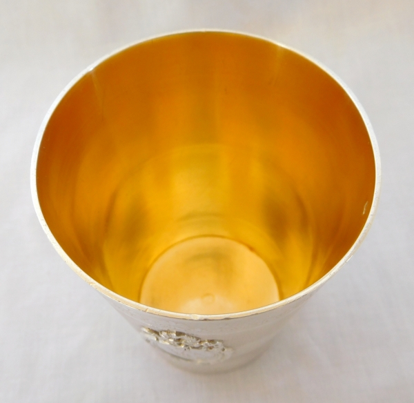 Puiforcat : large sterling silver and vermeil goblet / tumbler - 143g