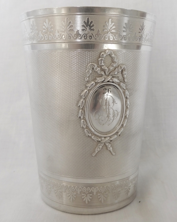 Puiforcat : large sterling silver and vermeil goblet / tumbler - 143g