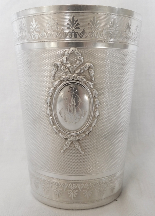 Puiforcat : large sterling silver and vermeil goblet / tumbler - 143g