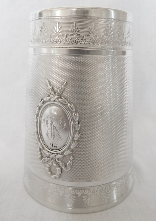 Puiforcat : grande timbale en argent massif et vermeil de style Louis XVI - 143g - poinçon Minerve