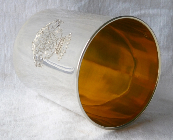 Sterling silver and vermeil goblet / tumbler - crown of count engraved