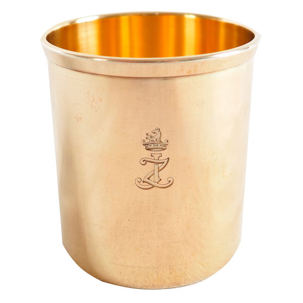 Sterling silver and vermeil goblet / tumbler - crown of Viscount engraved
